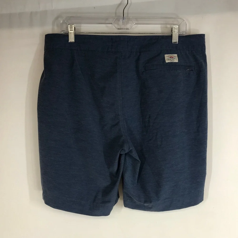 Faherty All Day Shorts Men's Blue Heathered Casual Everyday Performance Medium